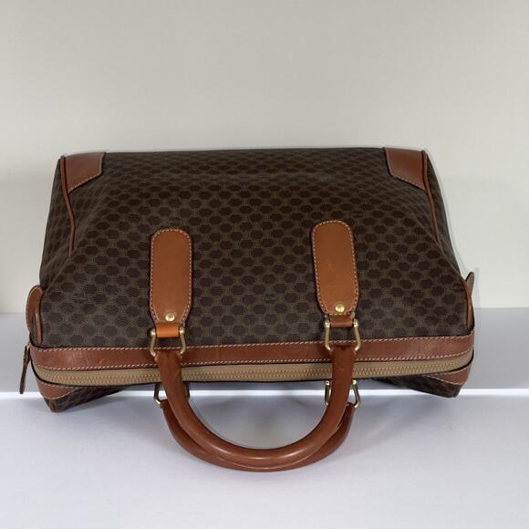 Vintage CELINE Macadam Large Boston Travel Bag Brown Coated Canvas Leather Italy - Picture 8 of 16